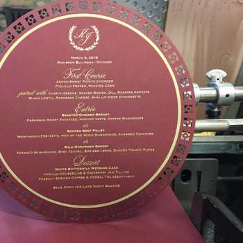 Gold foil and laser cut menu